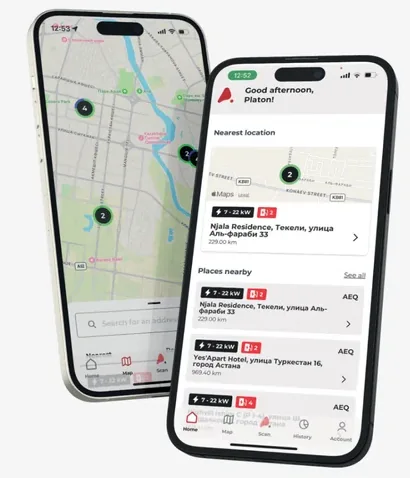The Adele Cloud mobile app: station map and list of locations